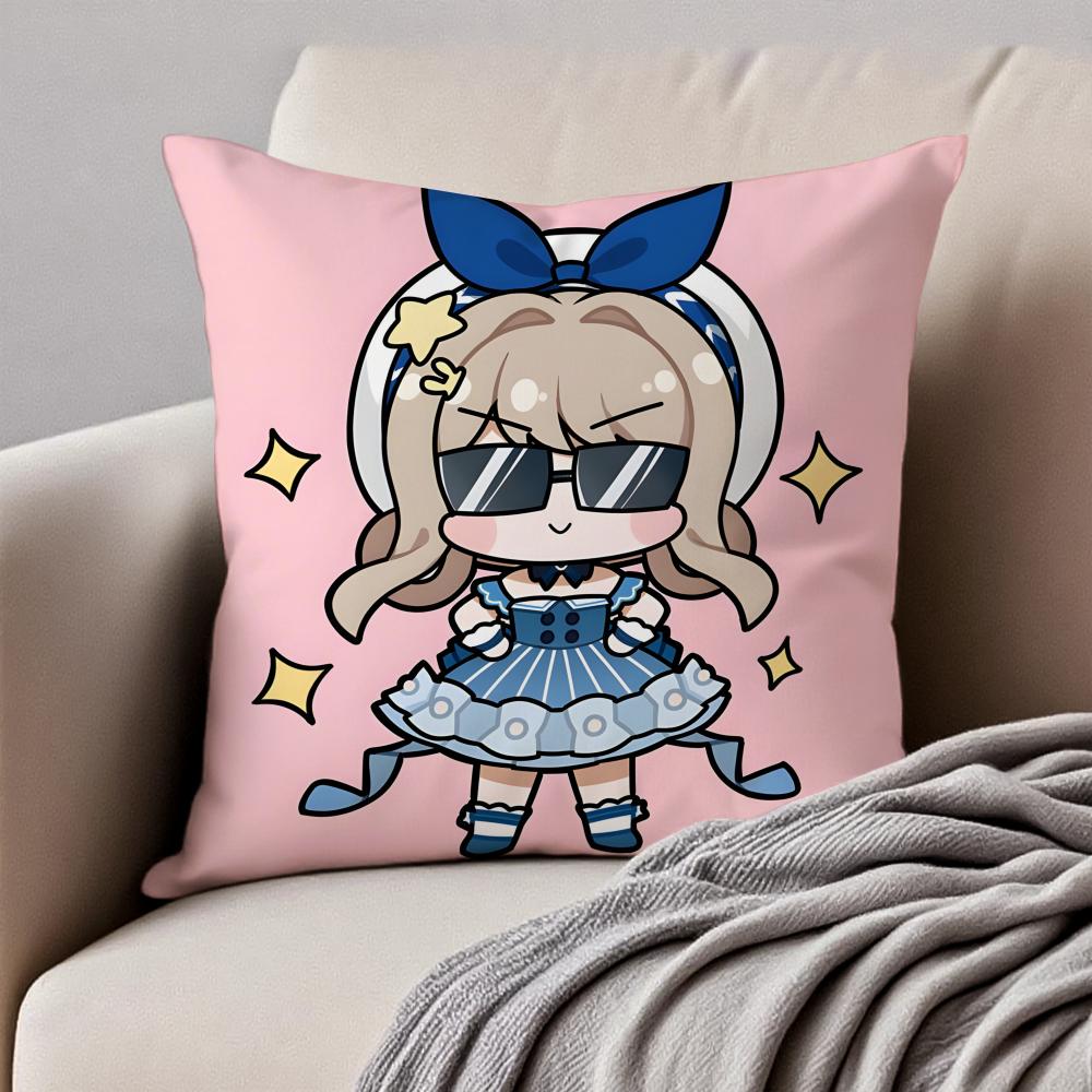 Sweet Pink N-Nikki And M-Momocat Chibi Icons Cushion Cover Pillowcase Anti-Dustmite Invisible Zipper Short Plush Sofa Cushion