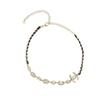 Double C Logo Leather Chain Rhinestone Necklace Women Necklace Gold ABB888-B14689-NS659