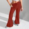 Ladies Fashion Loose Draw String Waist Solid Color Cargo Pants Leisure Flares