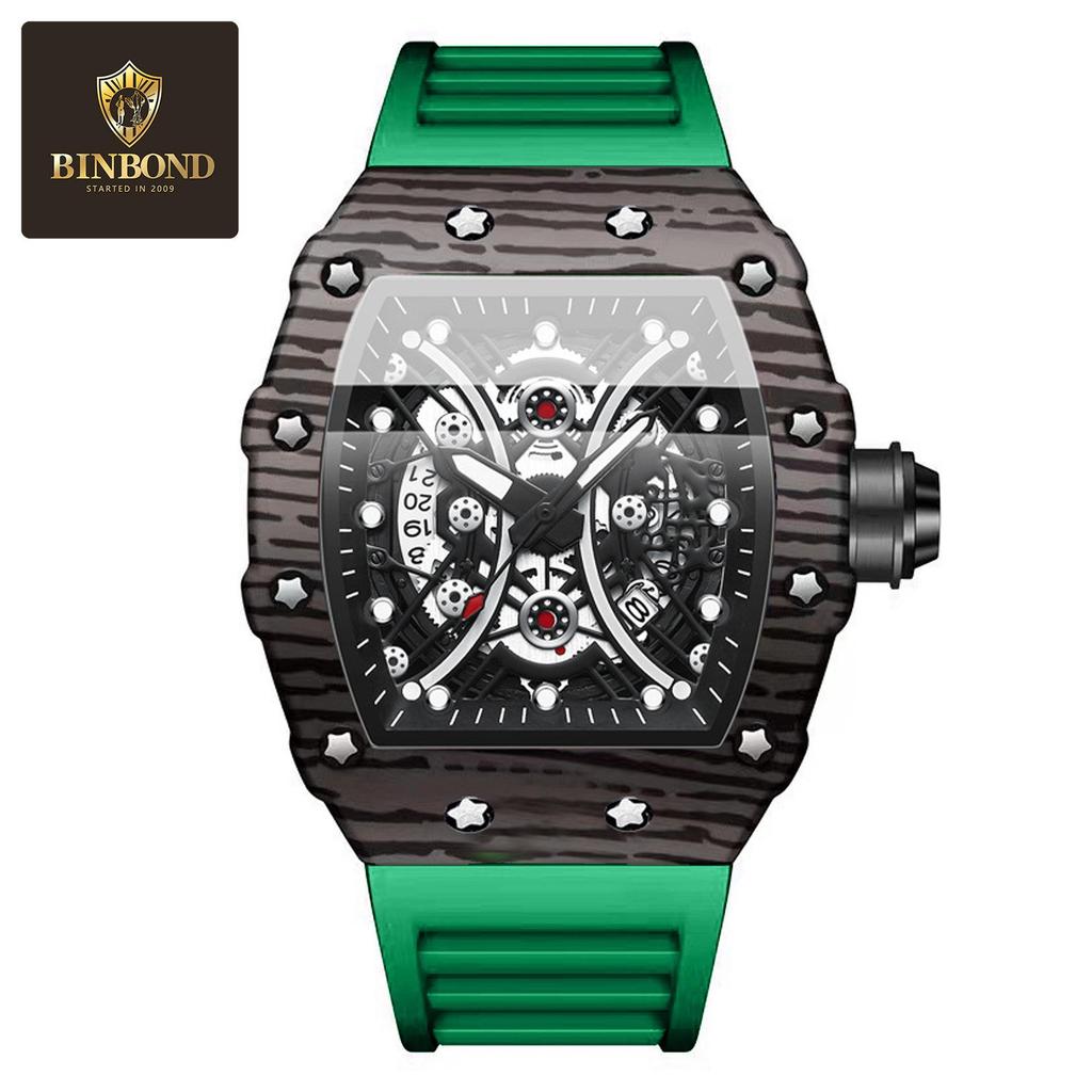 Binbang Men's Silicone Barrel Luminous Fashion Sports Watch