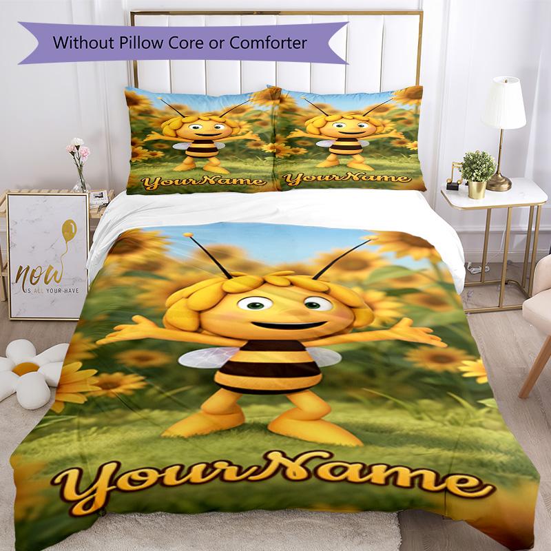 Biene Maja Customize Your Name Bedding Set Breathable Duvet Cover with Pillowcases Home Decoration Birthday Gift