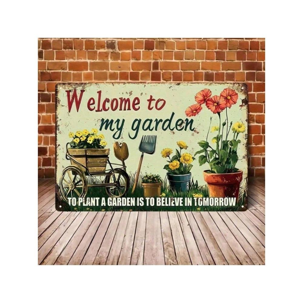 Vintage Metal Wall Art Garden Sign Patio Decor