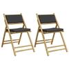 VidaXL Folding Bistro Chairs Set of 2 Dark Grey Cushions Bamboo, Garden Bistro Chair, Balcony Chair, Chair 365873