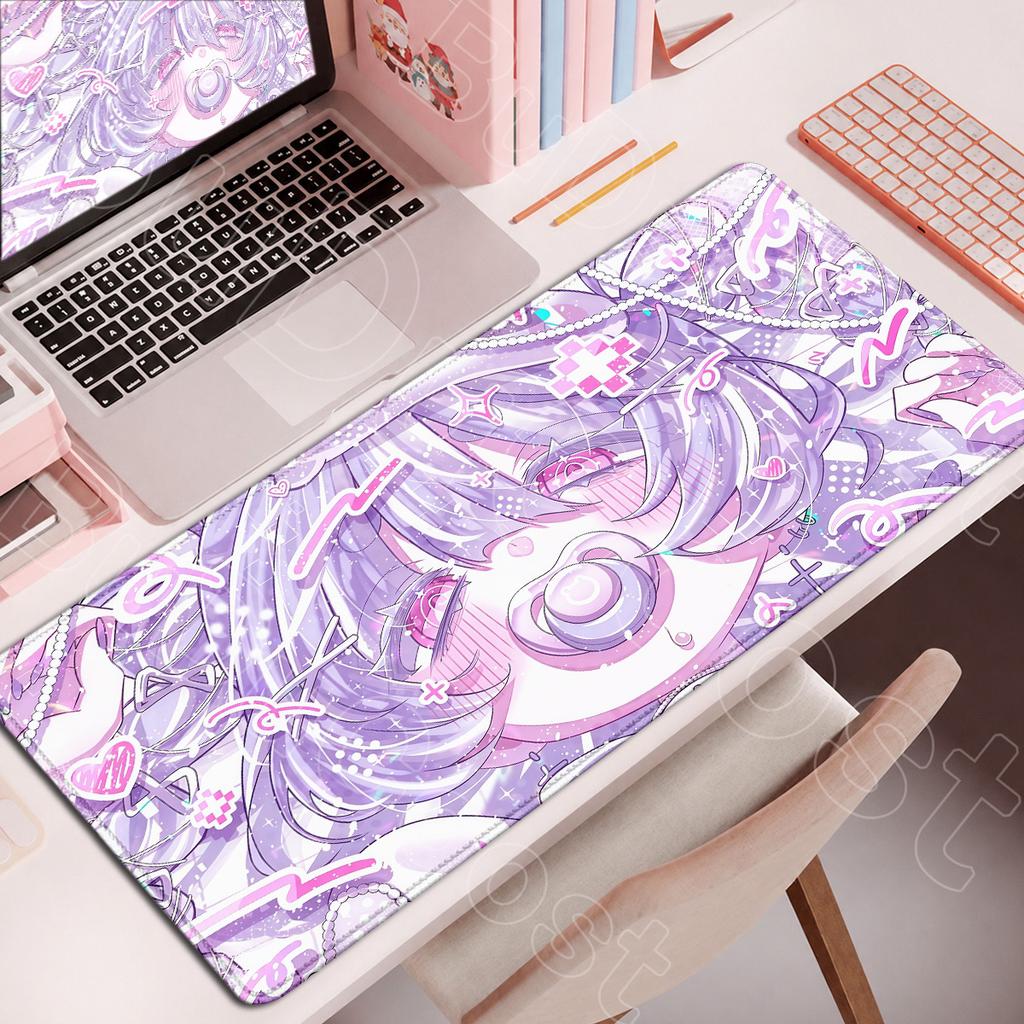 Large Rubber Gaming Rug Girls Kawaii Anime Girls 90x40 Mouse Pads Pink HD Printing Computer Keyboard Mats Washable Jirai Kei Rug