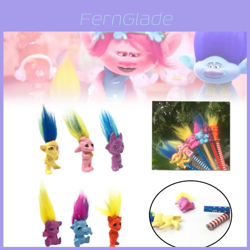 Boneca Troll de Plástico Adorável de Desenho Animado Com Cabelos Coloridos Brinquedo Colecionável Vintage