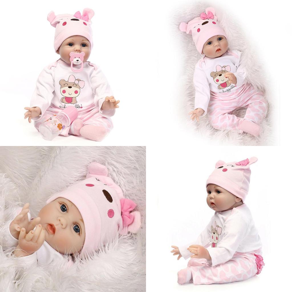Realistic 16" Soft Silicone Reborn Doll With Handmade Details And Lifelike Blue Eyes
