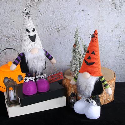 Halloween Creative Telescopic Doll White Beard Old Man Faceless Doll Knitted Midget Doll Ghost Party Decoration