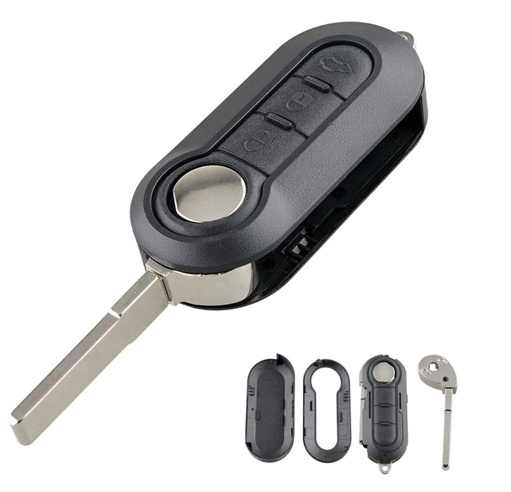 Key Shell 3 Button Compatible with Fiat 500 Panda Ducato Bravo Stilo Brava, Peugeot Boxer & Citroen Nemo