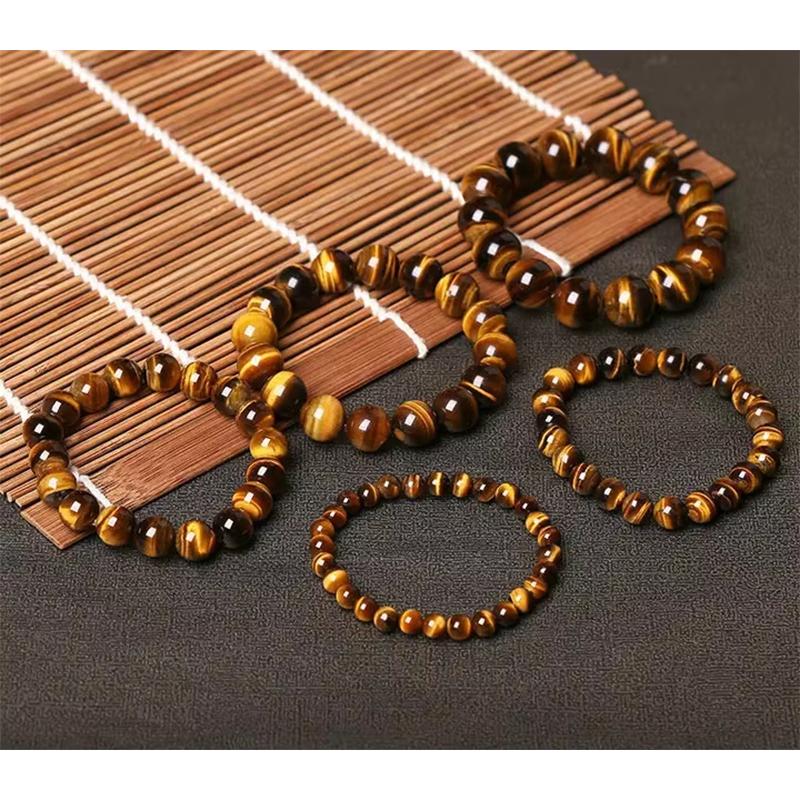 Bracciale Occhio di Tigre alla Moda Uomo e Donna Fascino Gioielli in Pietra Naturale Buddha Curativo Corda Elastica Bracciale con Perline di Cristallo per Coppia
