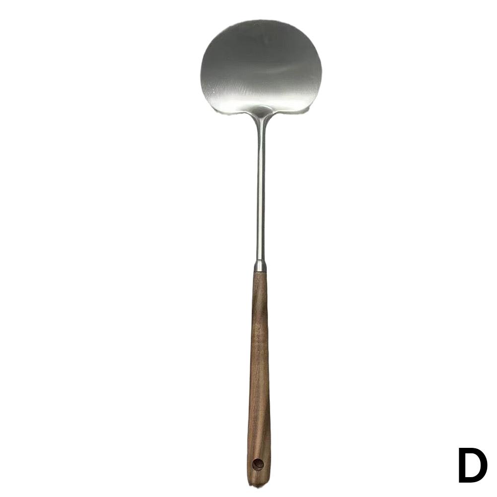 Stainless Steel Wok Spatula Wooden Handle Chef-specific Cooking Spoon Long Mushroom Shovel Kitchen Accessories Turner Soup Spoon