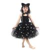 Vestito LED Gatto Nero Principessa Lampeggiante, Compleanno Halloween Cosplay Ragazze Vestito in Rete Nero