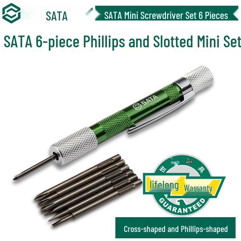 SATA 6-Piece Screwdriver Set: Flathead, Phillips, Flower Shape for Mini Hardware & Glasses (03141) 03141