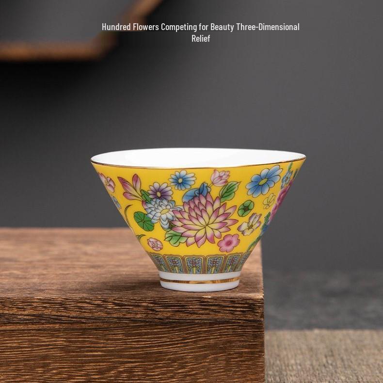 Exquisite Jingdezhen Enamel Teacup Gift Set - Six Kung Fu Tea Cups