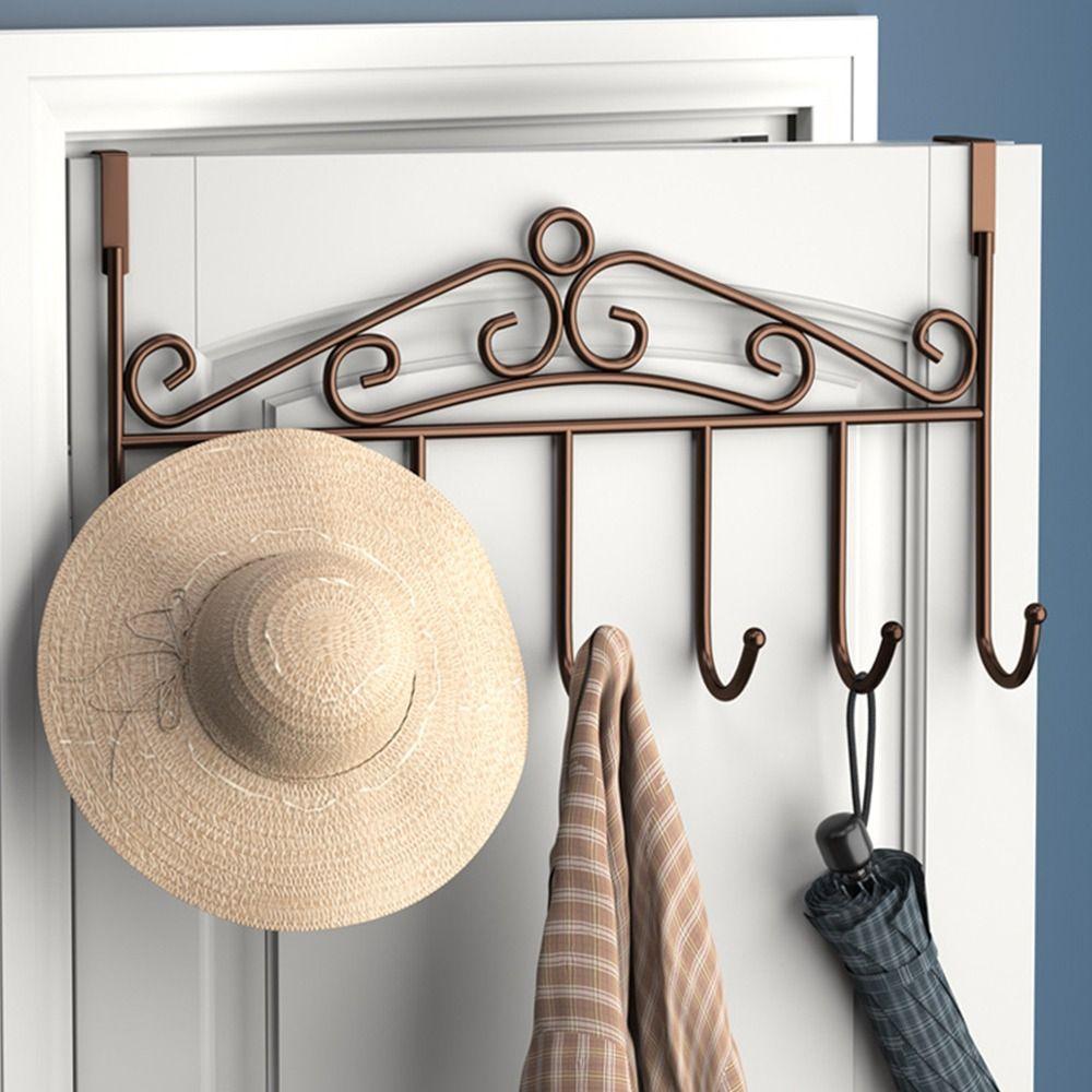 Bracket Towel Holder Clothes Hanger 7 Hooks Door Rear Hook Over Door Hanger Storage Rack Door Hooks