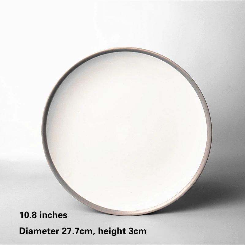 8-14 Inch European Circular Plate Cake Rack Fruit Tray Steak Plate Ceramic Hand-painted Disc Underglaze Fruit Creative Plate-B