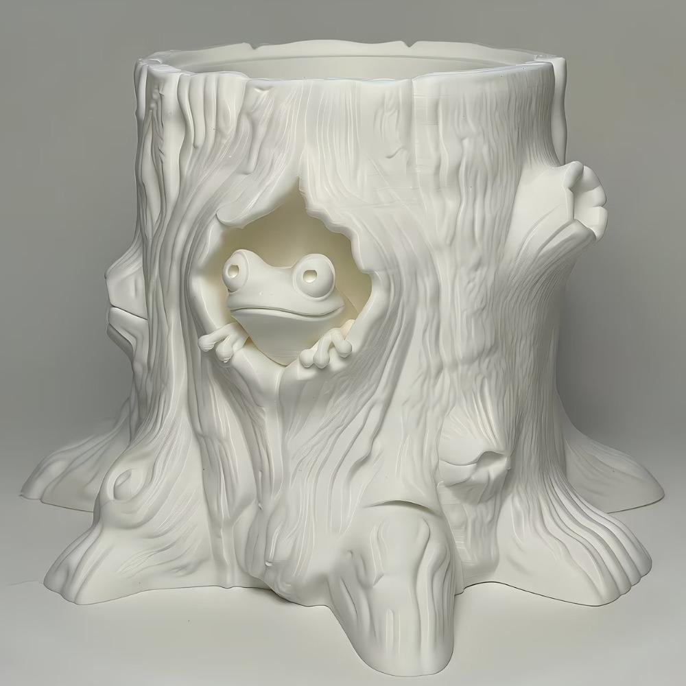 Decorative Frog Shaped Flowerpot 3D Printed Stump Potted Plant Pen Holder Desktop Organizer