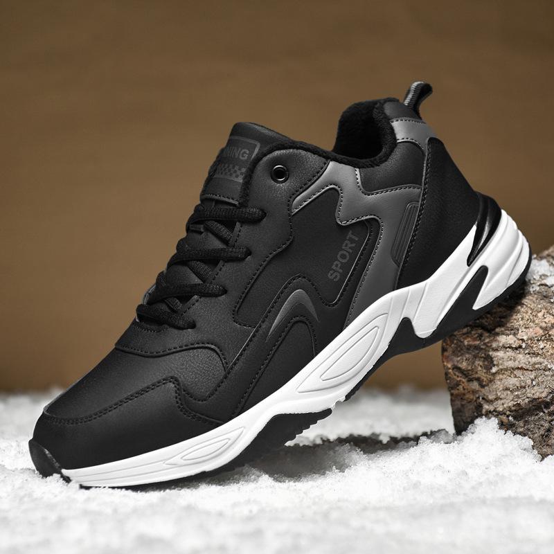 

Большие размеры хлопчатобумажной обуви, мужская обувь, кожаные туфли для пап, спортивная обувь из утолщенного бархата, модная повседневная обувь из хлопка, кроссовки, повседневная обувь 39