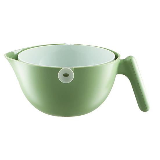 

Двухслойная сливная корзина Вращающаяся корзина для стирки с ручкой Съемный сетчатый фильтр, не содержащий BPA, можно мыть в посудомоечной машине