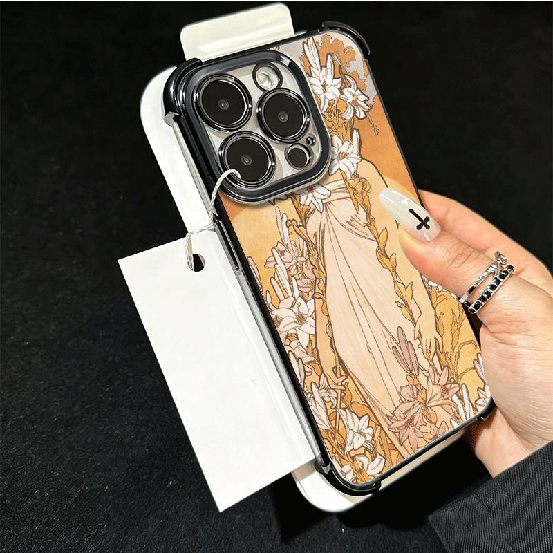 Vintage Alfons Mucha Primavera Plating Phone Case For Xiaomi Poco X5 X6 X7 X8 Pro Max F8 Ultra F7 M8 M7 M5S Redmi 15C 15 14C 13C