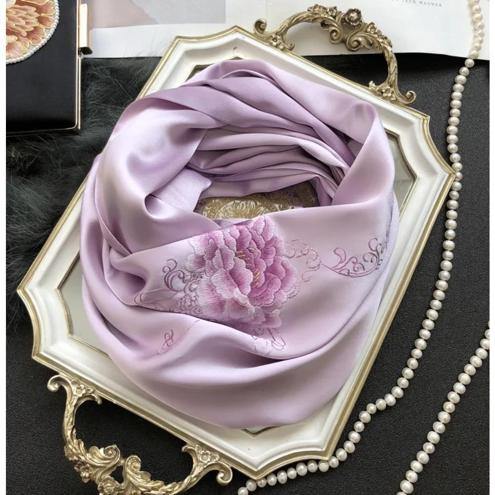 

Элегантная подарочная упаковка из пашмины Шарф-шаль из натурального шелка 100% шелковый шарф Женский вышитый модный 155-35 cm