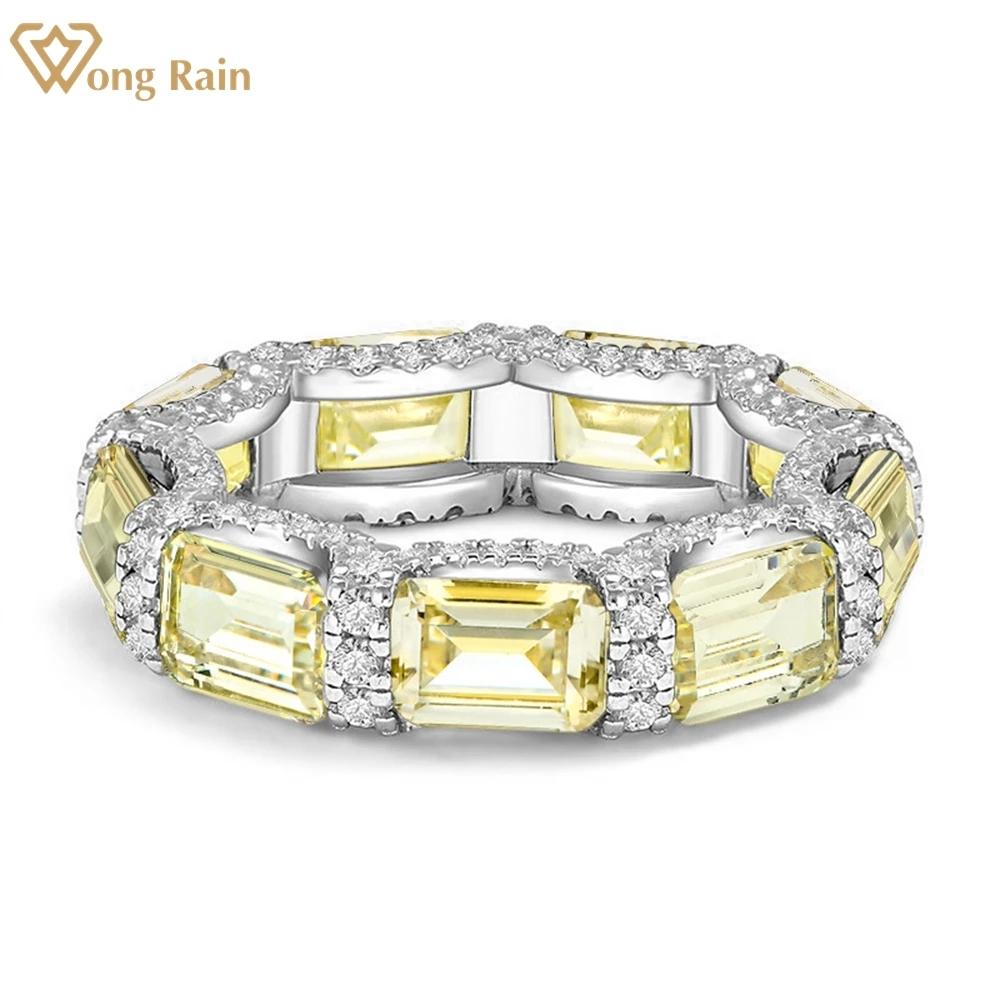 

Wong Rain Classic, 100% стерлинговое серебро 925 пробы, изумрудная огранка AAAAA, цирконы, драгоценный камень, женское кольцо, ювелирные изделия, обручальное кольцо US 6 зелёный