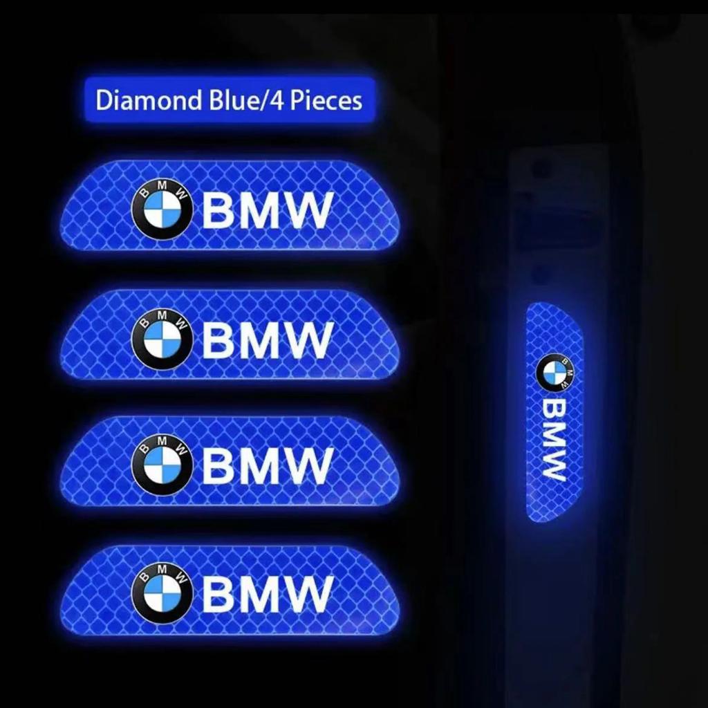 4Pcs/Set Car Door Stickers DIY Car BMW M Reflective Tape Warning Mark Reflective Open Notice Bicycle Accessories Car Decoration