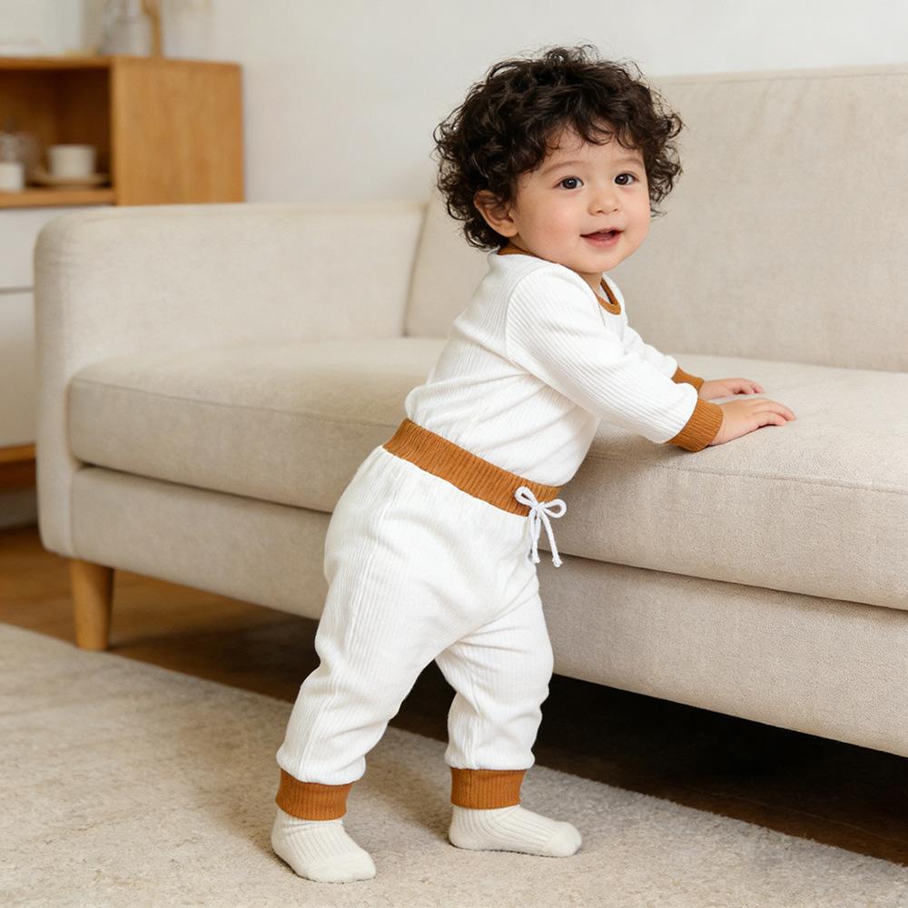 Baby Ribbed Long Sleeve 2-Piece Set Solid for Fall Winter
