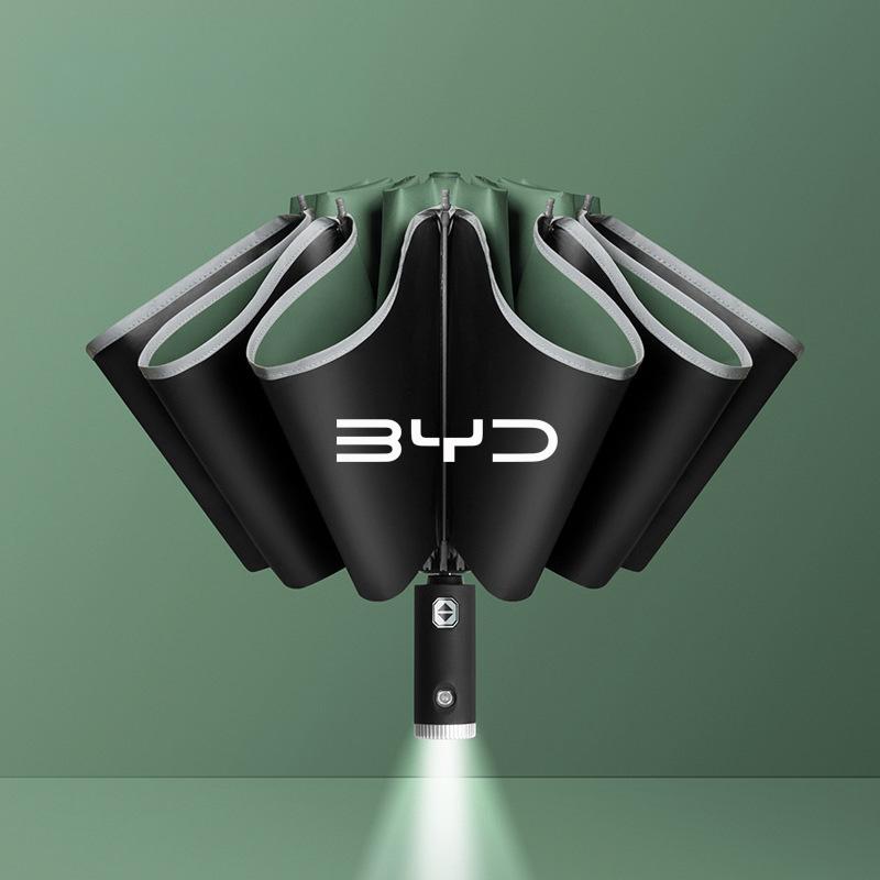 Automatischer Regenschirm mit reflektierendem Streifen, umgedrehter LED-Licht-Schirm für BYD Atto 3 Tang F3 E6 Yuan Plus Song Max F0 Qin G3 I3