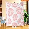 1pc 2D Flat Printing Spring And Summer New Arrival Pink Lip Print Pattern Digital Print Blanket, All-Season Use, Casual Throw, 100% Polyester Fiber So