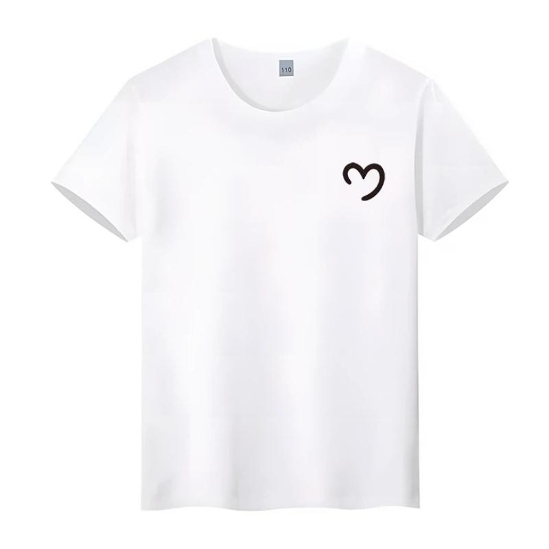 Cute Rabbit Smiling Face Printed White Pure Cotton Children's T-shirt New Popular Summer Loose Top Parent-child T-shirt
