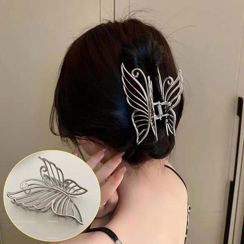 Bling Rhinestone Butterfly Hair Claw Clips Women Elegant Pearl Crab Barrette Headwear Ponytail Clip Fashion Jewelry Accessory