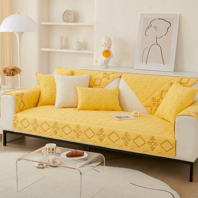 Moderne Stickerei Rutschfestes Sofa Handtuch Böhmischer Stil Sofabezug für Wohnzimmer Vier Jahreszeiten Universal Couch Handtuch Heimdekor