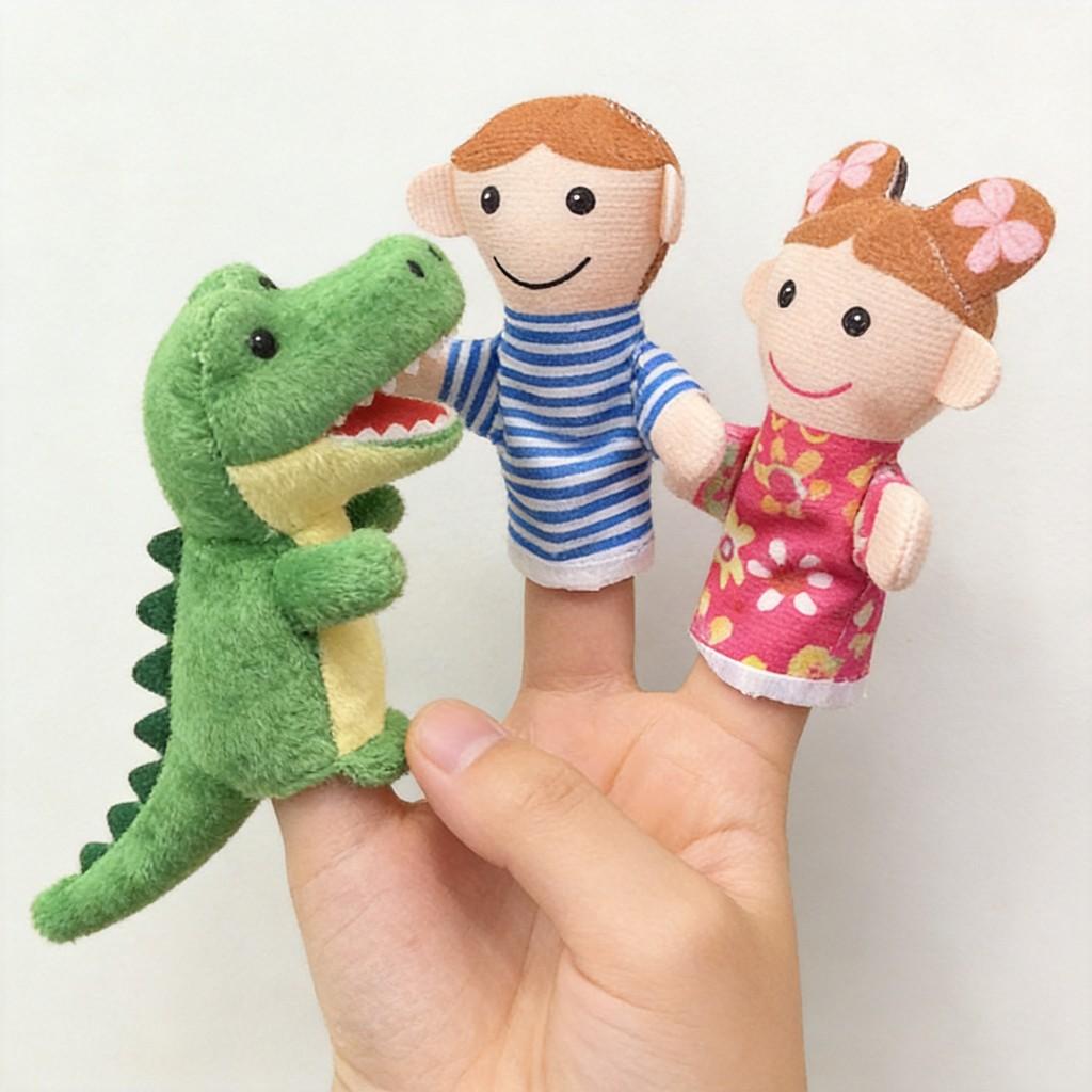 Plush Frog And Child Finger Puppets Set For Baby Comfort And Play