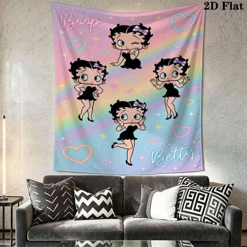 betty boop Wall Tapestry Aesthetic Wall Hanging Printed Fabric Blanket Decorative Tapestries for Bedroom Living Room Home Decor