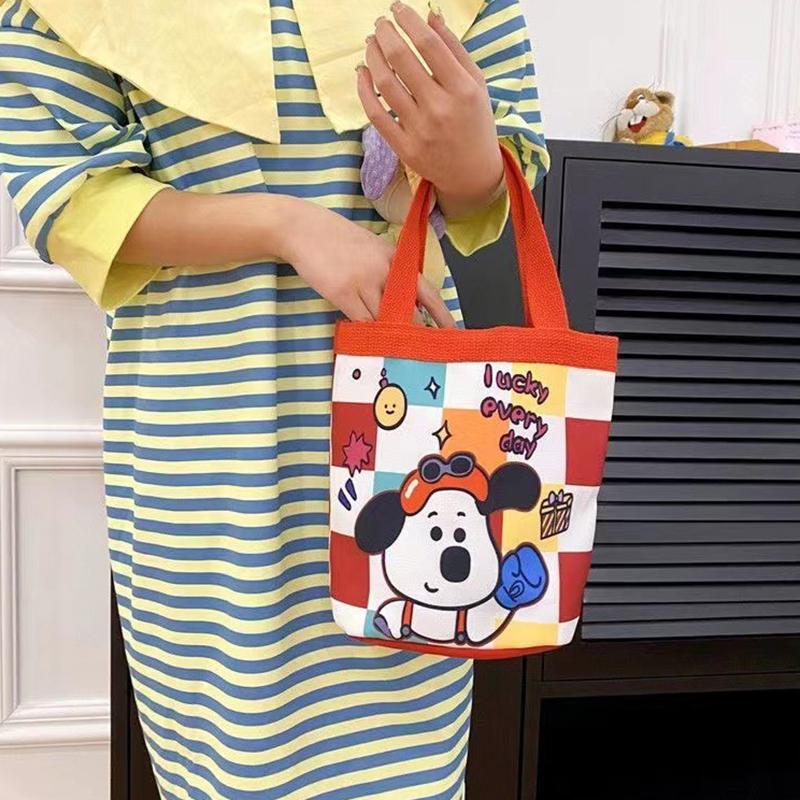 Roztomilá taška přes rameno s kresleným potiskem, válcová taška, plátěná taška, dámská kabelka, taška na oběd, nákupní taška, školní taška