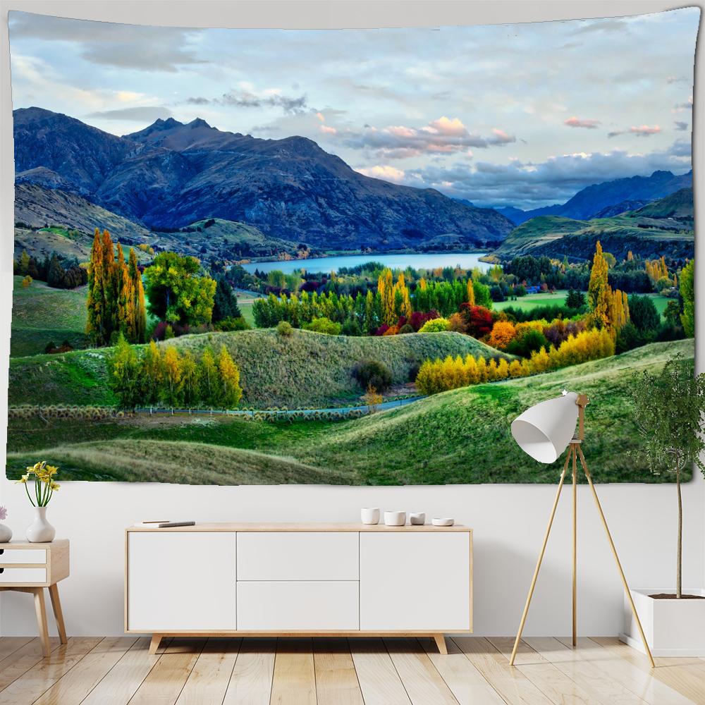 Piękny naturalny gobelin leśny wiszący na ścianie Duży krajobraz wiszący na ścianie gobelin Boho hipisowskie gobeliny ścienne Dekoracja artystyczna