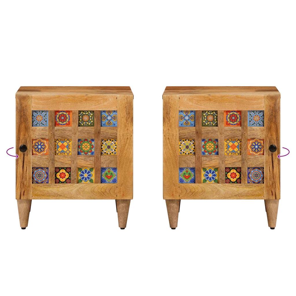 Nightstand In Natural Finish 40 X 33.5 X 46 Cm Solid Mango Wood