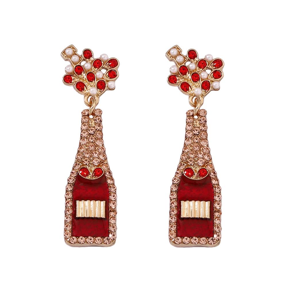 Exquisite Wine Bottle, Red Trend, Fashion Temperament, Versatile, Light Luxury Earrings, Earrings, Women