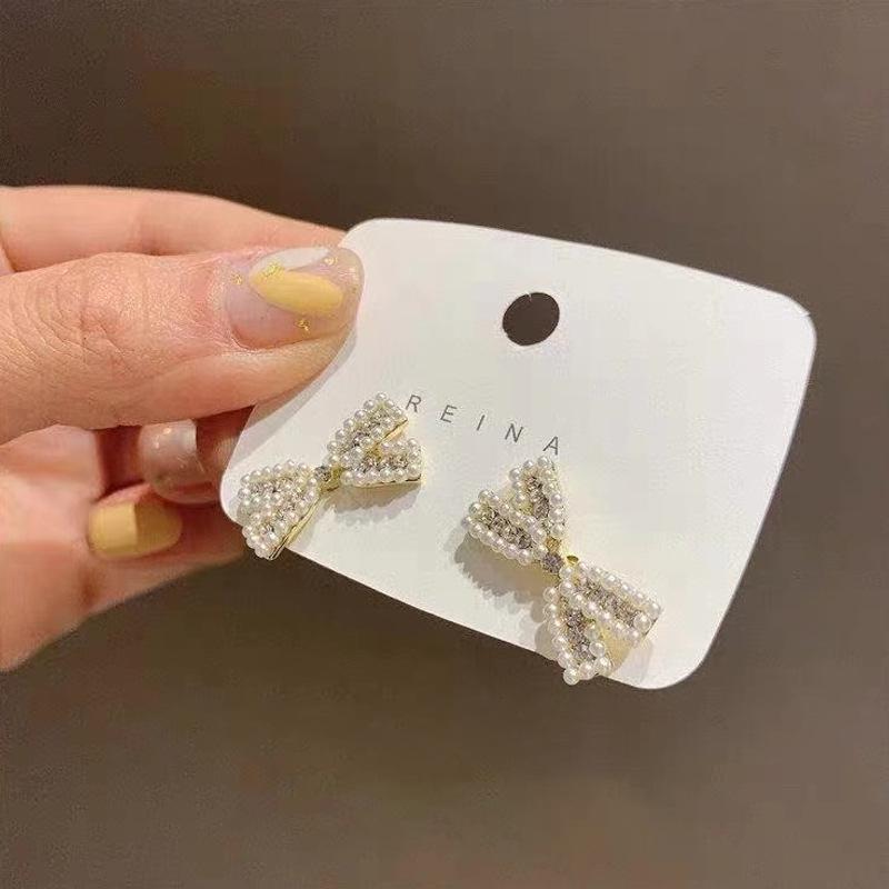 2024 Exquisite Sparkly Silver Needle Bow Earrings: Trendy, High-End, and Influencer-Style for Women