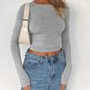 Autumn Fashion Slim Long Sleeve T Shirt Women Solid Color Round Neck Top Wear Inside or Outside