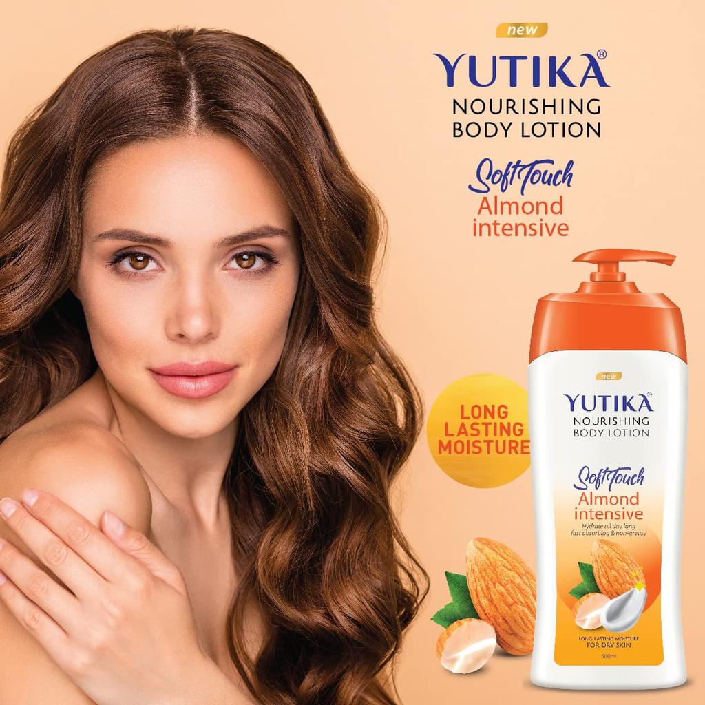 Yuthika Naturals Almond Soft Touch Body Lotion 500ml Pack of 1 for Dry Skin Hydration & Nourishment