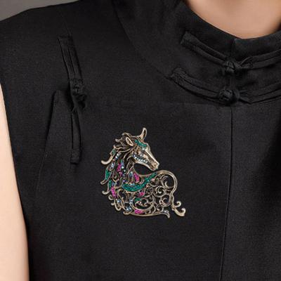 Spilla Brooch Cavallo Strass Retro Donna Uomo Lega di Zinco Testa di Cavallo Spilla da Bavero Animale Maglione Abito Abito Accessori Abbigliamento Gioielli Regalo