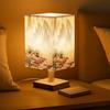Bedside Reading Lamp with Wooden Base for Night, Bed Room, Living Room, Home & Decor- Square Lamp Shades for Living Room with Light (Bulb Included)