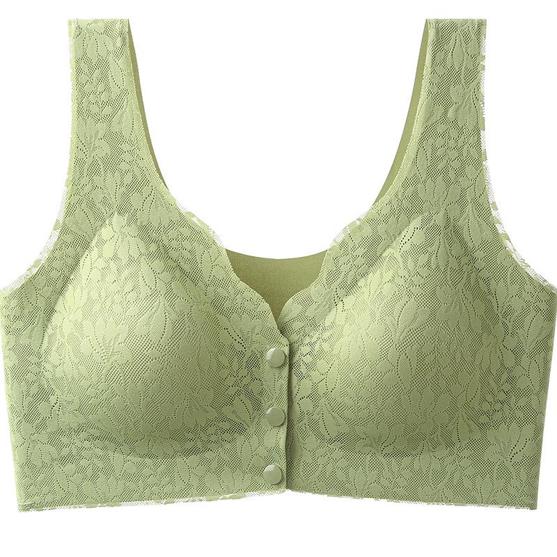 Langsha mother underwear women in the elderly seamless front buckle vest type large size women gather without steel ring bra women