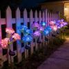 Solar 3 Heads Hydrangea Ground Lamps Outdoor Simulation LED Flower Stake Lights Waterproof Garden Party Decor