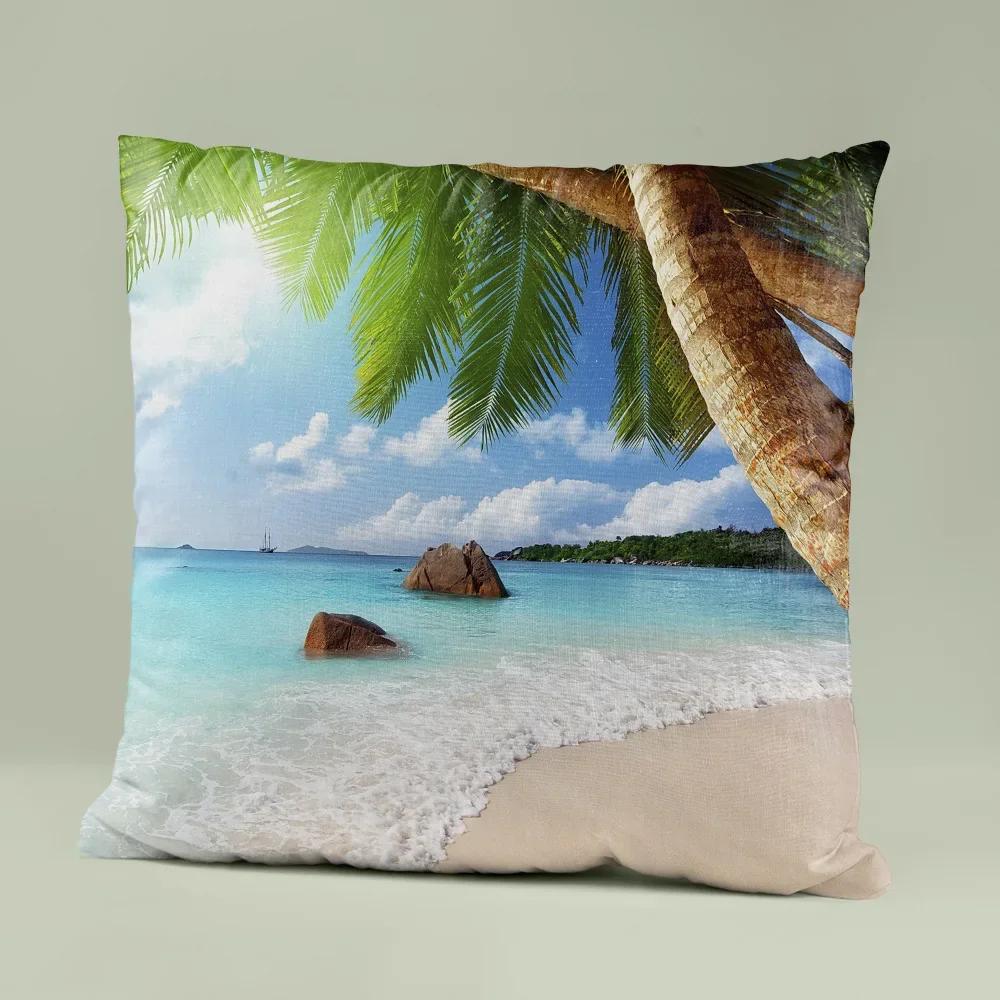 45x45cm Blaues Ozean Seestück Kissenbezug Einfache Strandlandschaft Zuhause Sofa Dekorative Kissenhülle Schlafzimmer Lendenkissen