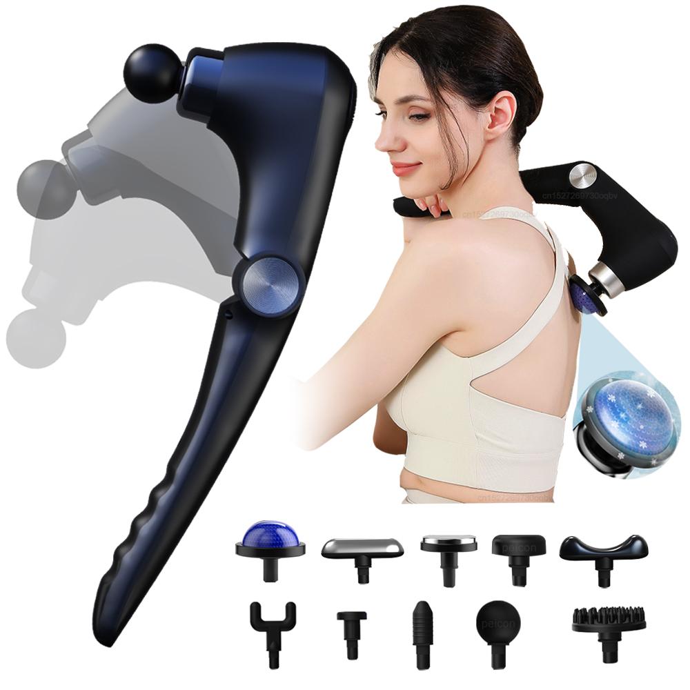 Shoulder Massage Muscle Massage Gun Electric Fascia Massage Machine High Frequency Back Waist Body Massage with Extended Handle