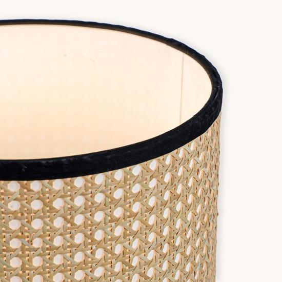 Table Lamp for Bedroom, Living Room Wooden Base Bedside Night Lamp E27 Holder Easy Assembly, Rattan Fabric Shade Gift 35.56 Cm