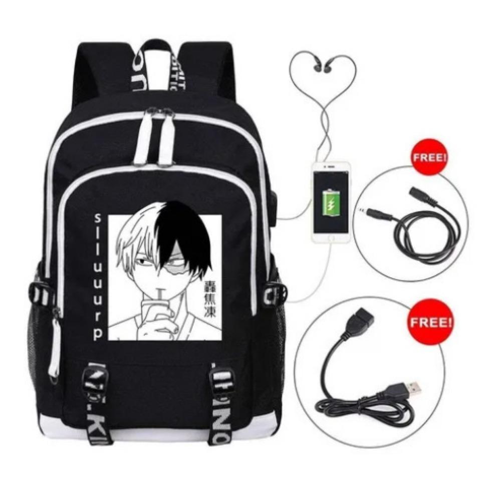 Riman My Hero Academy, surrounding backpack, large-capacity computer bag with USB port, student schoolbag