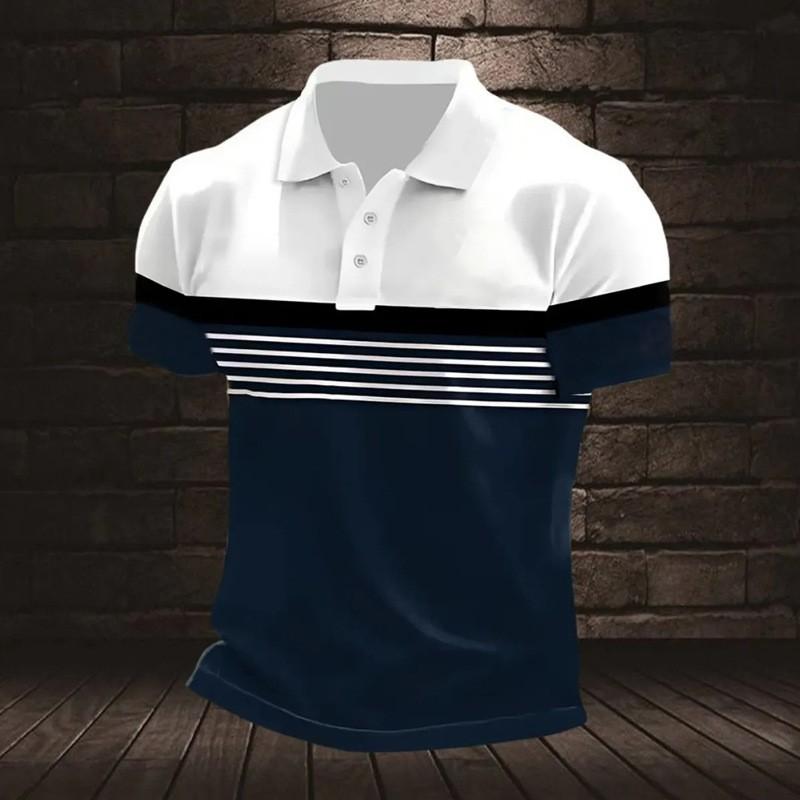 Spring Autumn Men Clothes Short Sleeve Stripe Polo Shirt Men Business Casual Tops Golf Polo Shirt